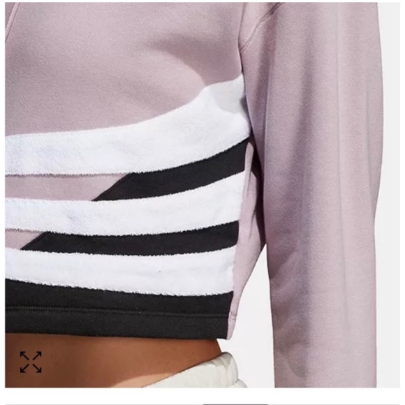 Adidas Bossy 90s Oversized Trefoil Cropped Hoodie Sweatshirt/Size Medium - Picture 4 of 16